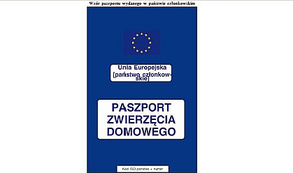 Od 29 grudnia 2014 r. nowe druki paszportów dla zwierząt domowych.